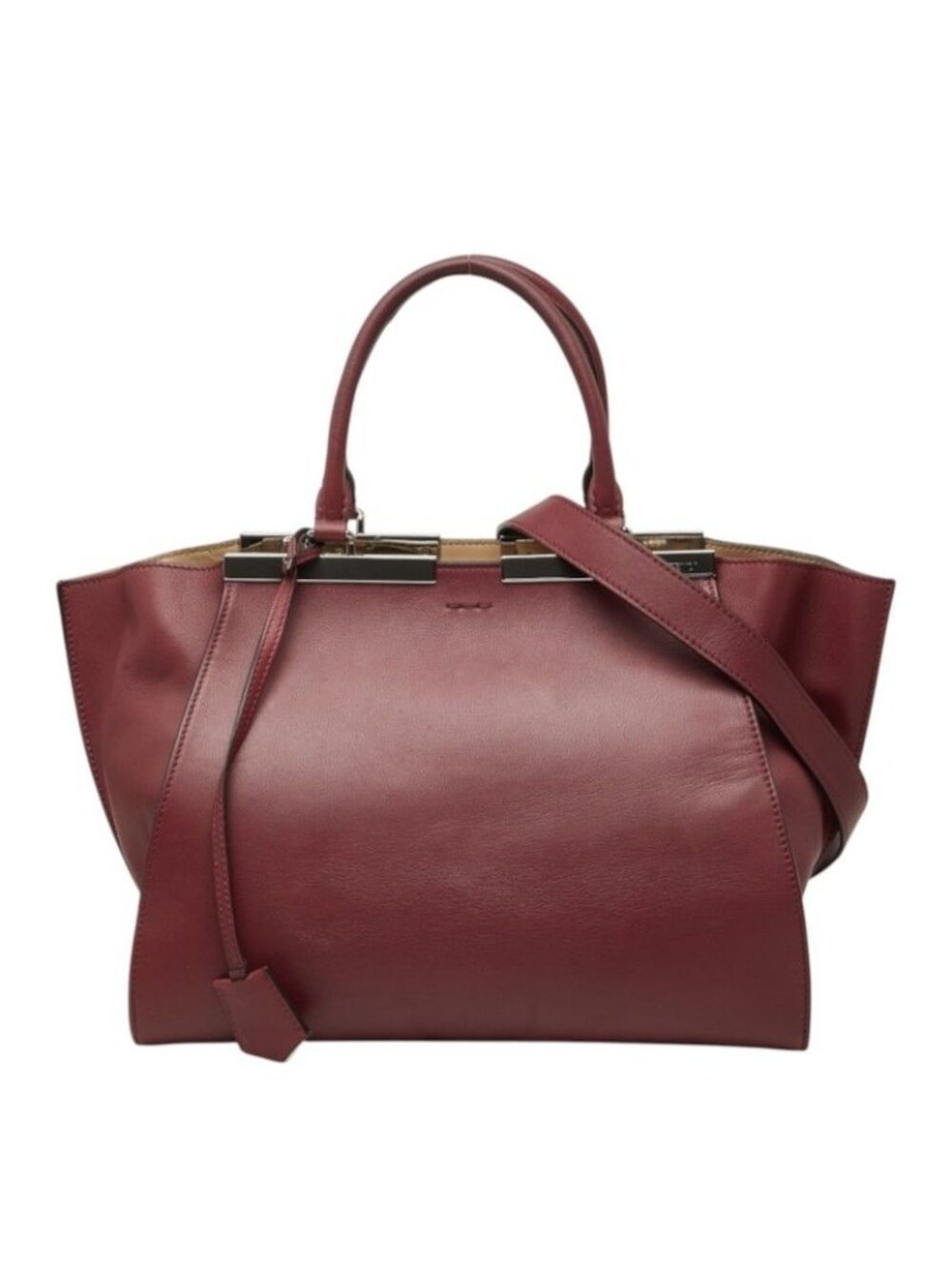 Fendi Shoulder Bag Wine Red Leather